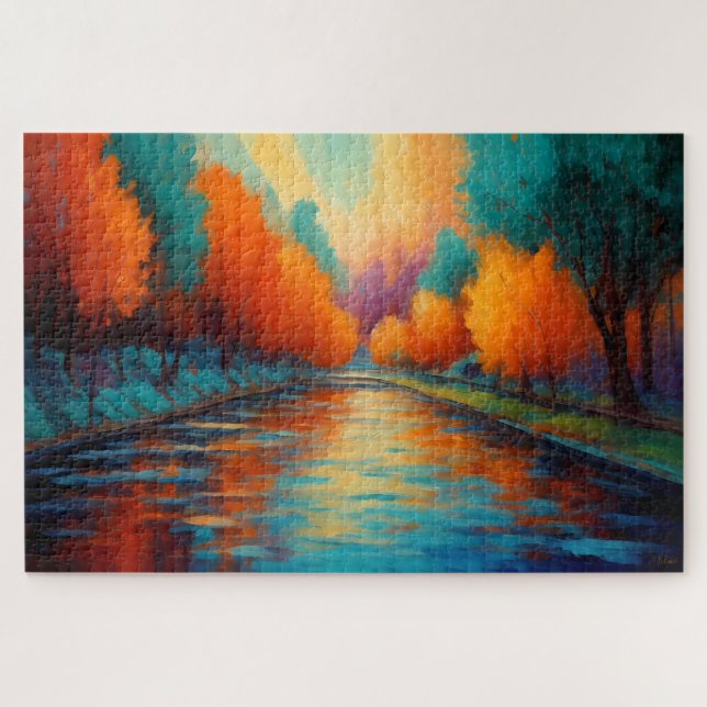 Vibrant Colour Landscape Fauvism Impressionist Jigsaw Puzzle (Horizontal)