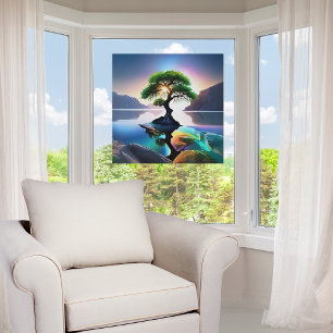 Vibrant Colour Lone Tree in a Stream Window Cling