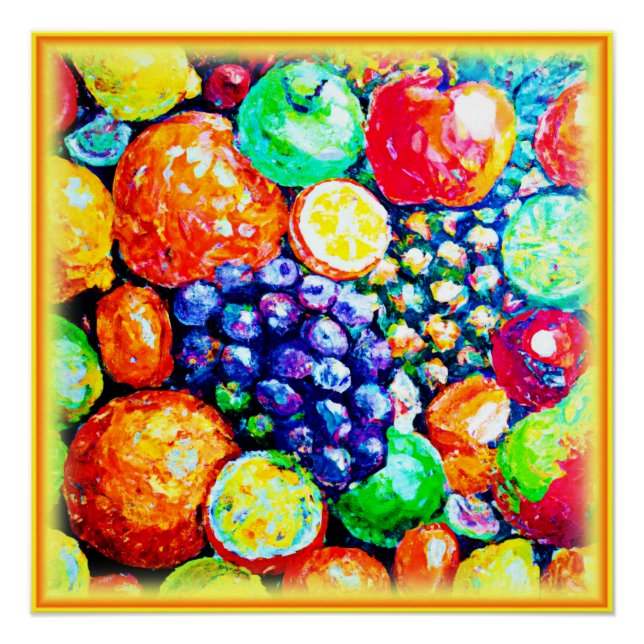 Vibrant Colour of Fruits. Buy Now Poster (Front)