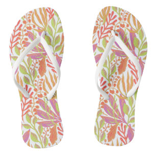 Vibrant colour print orange lime flip flops