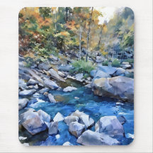 Vibrant colour scenic rocky stream Mousepad
