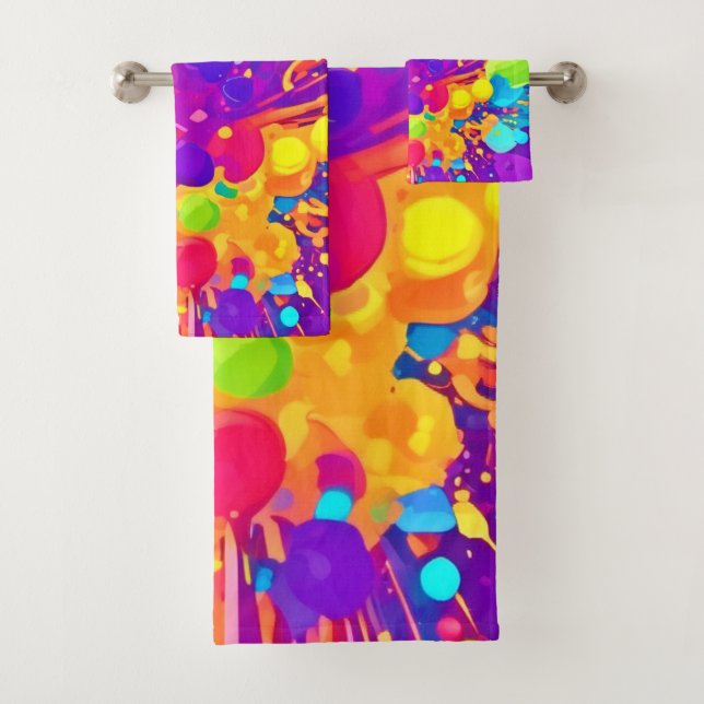 Vibrant Colour Spatter Bath Towel Set (Insitu)