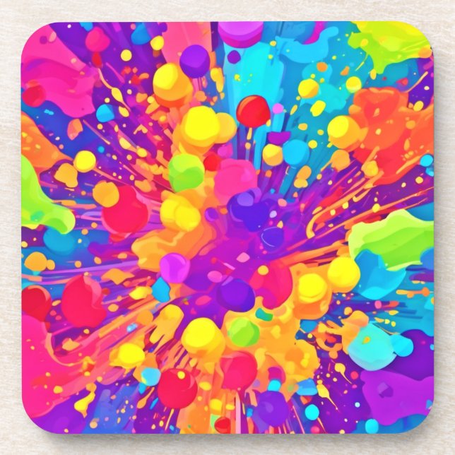 Vibrant Colour Spatter Coaster (Front)