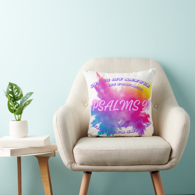 Vibrant Colour splashes Psalm 91 Cushion (Chair)