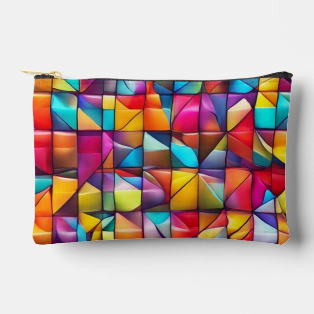 Vibrant Colour Tile Mosaic  Accessory Pouch (Front)