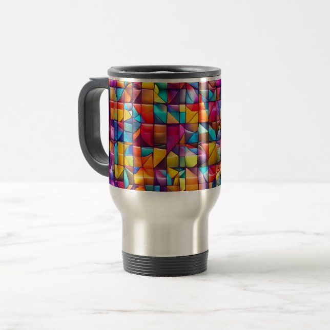 Vibrant Colour Tile Mosaic  Travel Mug (Front Left)