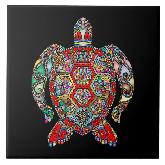 Vibrant colour turtle tile (Front)