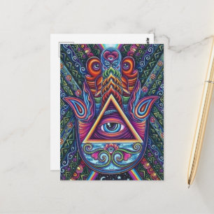 Vibrant Coloured All-Seeing Eye Postcard
