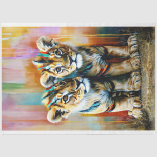 Vibrant Coloured Cubs Decoupage Tissue Paper
