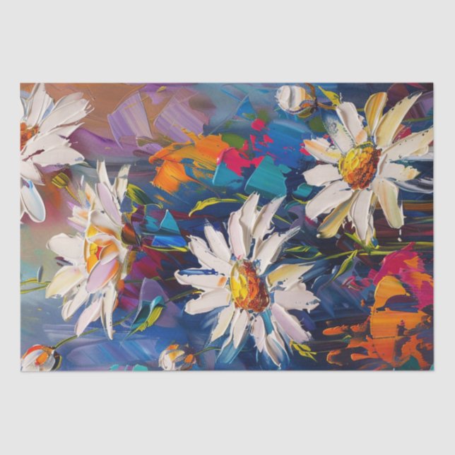 Vibrant Coloured Daisy Flowers Decoupage  Tissue Paper (Front)