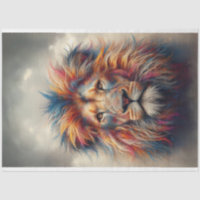 Vibrant Coloured Lion Head Decoupage