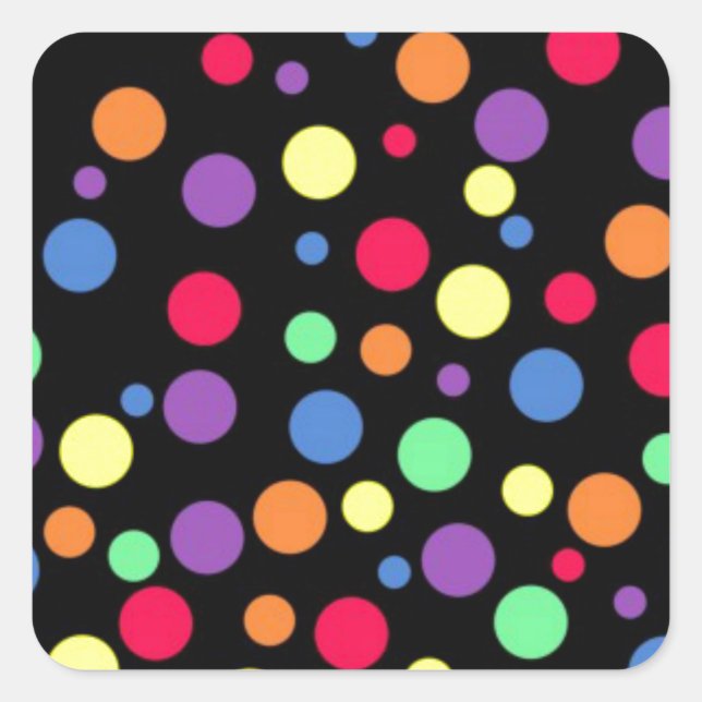 Vibrant Coloured Polka Dots Square Sticker (Front)