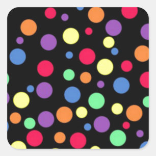 Vibrant Coloured Polka Dots Square Sticker