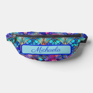 Vibrant Coloured Stained Glass Personalised Bum Bags