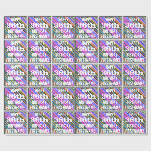 Vibrant, Colourful 36th Birthday + Custom Name Wrapping Paper