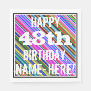 Vibrant, Colourful 48th Birthday + Custom Name Napkin