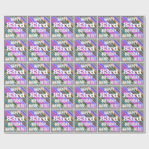 Vibrant, Colourful 83rd Birthday + Custom Name Wrapping Paper