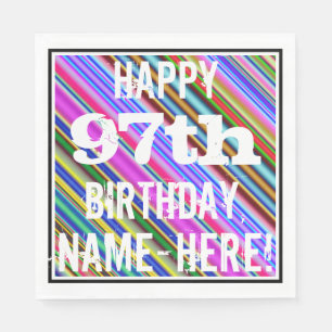Vibrant, Colourful 97th Birthday + Custom Name Napkin