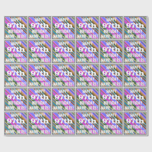 Vibrant, Colourful 97th Birthday + Custom Name Wrapping Paper