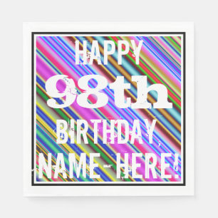 Vibrant, Colourful 98th Birthday + Custom Name Napkin