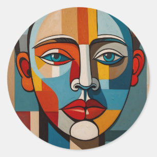 Vibrant Colourful Abstract Face Painting Classic Round Sticker