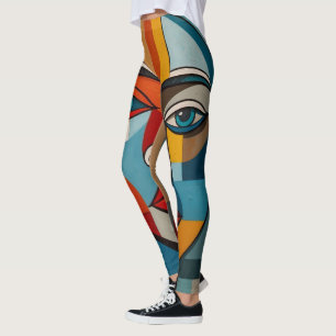 Vibrant Colourful Abstract Face Painting Leggings