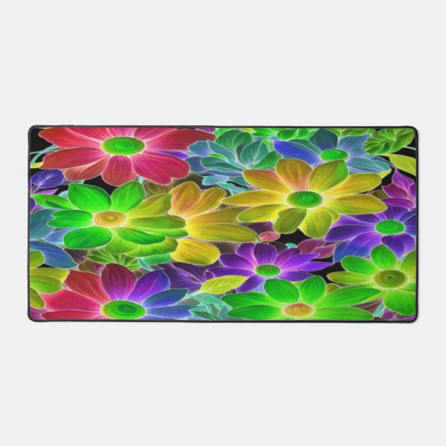 Vibrant Colourful Abstract Floral - Desk Mat (Front)
