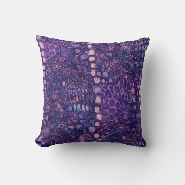 Vibrant Colourful Abstract Floral Pattern Cushion (Front)