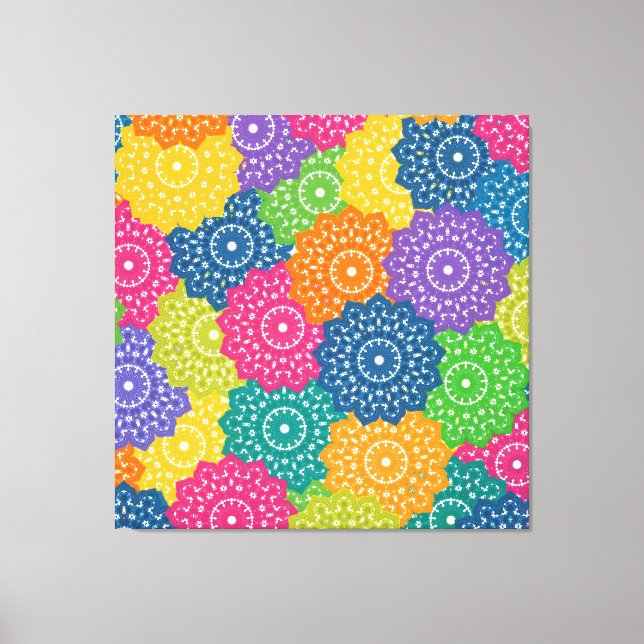 Vibrant Colourful Abstract Flowers Canvas Print (Front)