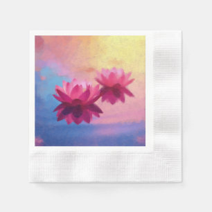 Vibrant Colourful Abstract Lotus Flowers Modern Napkin