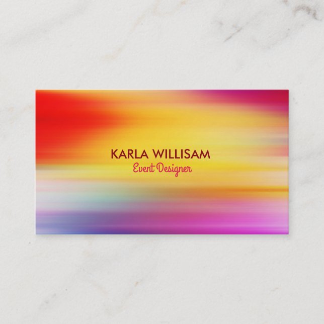 Vibrant Colourful Abstract Rays Background Business Card (Front)