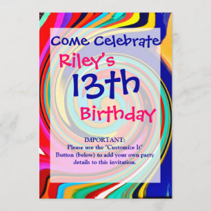Vibrant Colourful Abstract Swirl of Melted Crayons Invitation