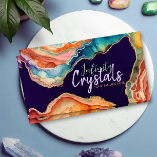 Vibrant Colourful Agate Watercolor Abstract Business Card