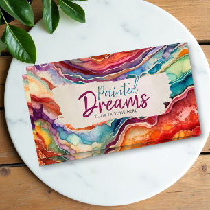 Vibrant Colourful Agate Watercolor Abstract Business Card