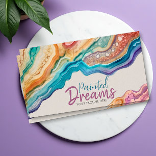 Vibrant Colourful Agate Watercolor Abstract Business Card