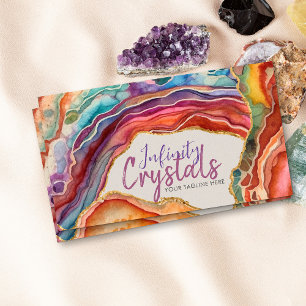 Vibrant Colourful Agate Watercolor Abstract Business Card