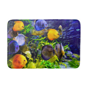 Vibrant Colourful Aquatic Tropical Sea Fish Bath Mat
