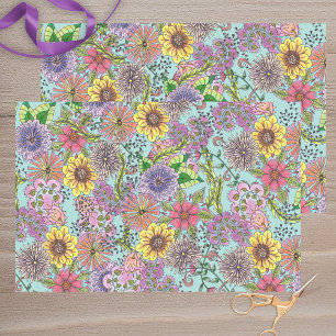 Vibrant Colourful Artistic Doodle Spring Florals Tissue Paper
