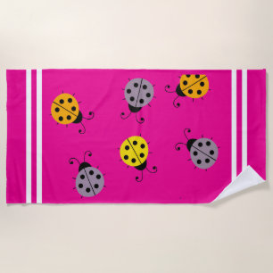 Vibrant Colourful Beetles Nature Art Beach Towel
