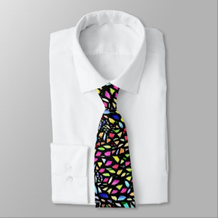 Vibrant Colourful Black Mosaic Abstract Tie