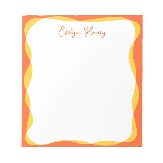 Vibrant Colourful Bold Colours Wavy Zigzag Border Notepad (Front)