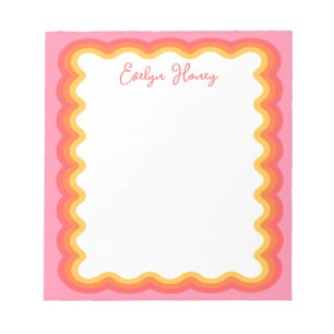 Vibrant Colourful Bold Colours Wavy Zigzag Border Notepad