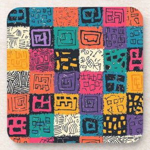 Vibrant Colourful Box Pattern (1) Coaster