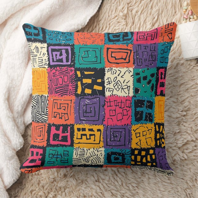 Vibrant Colourful Box Pattern (1) Cushion (Blanket)