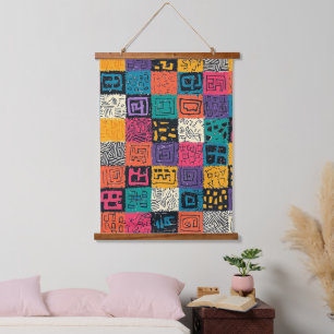 Vibrant Colourful Box Pattern (1) Hanging Tapestry
