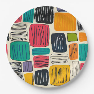 Vibrant Colourful Box Pattern (2) Paper Plate