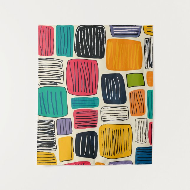 Vibrant Colourful Box Pattern (2) Tapestry (Front)