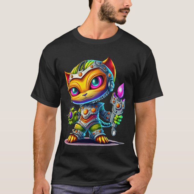 Vibrant Colourful Cat 3D Abstract Vector Cat  1 T-Shirt (Front)
