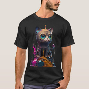 Vibrant Colourful Cat 3D Abstract Vector Cat T-Shirt