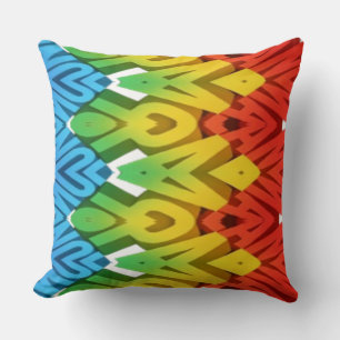 Vibrant colourful classic fabric zigzag pattern cushion